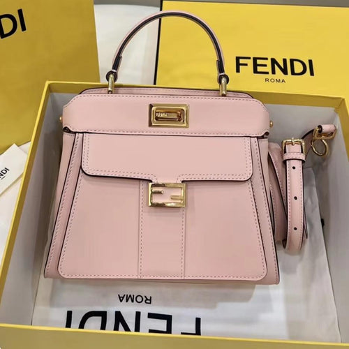 FENDI FENDI PEEKABOO MINI 23 BAG IN LIGHT PINK CALFSKIN WITH GOLD HARDWARE