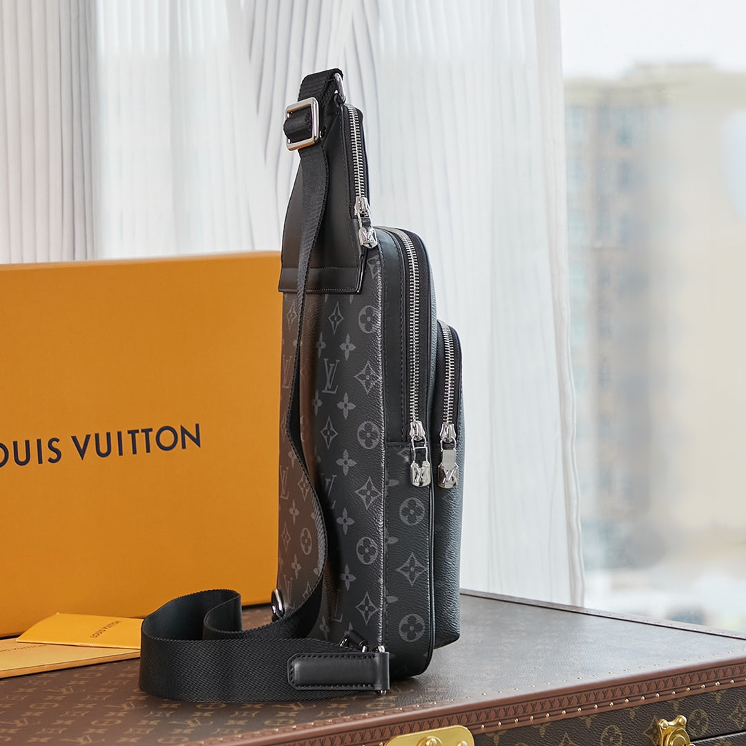 Louis Vuitton AVENUE SLINGBAG 31 IN BLACK MONOGRAM ECLIPSE CANVAS