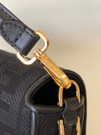 FENDI Fend Baguette Black Canvas Bag 27 with FF Embroidery Ghw