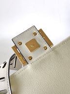 FENDI Fend Baguette White Canvas Bag 27 with FF Embroidery Ghw