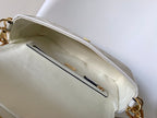 FENDI Fend Baguette White Canvas Bag 27 with FF Embroidery Ghw