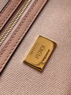FENDI Fend Baguette Pink Canvas Bag 27 with FF Embroidery Ghw