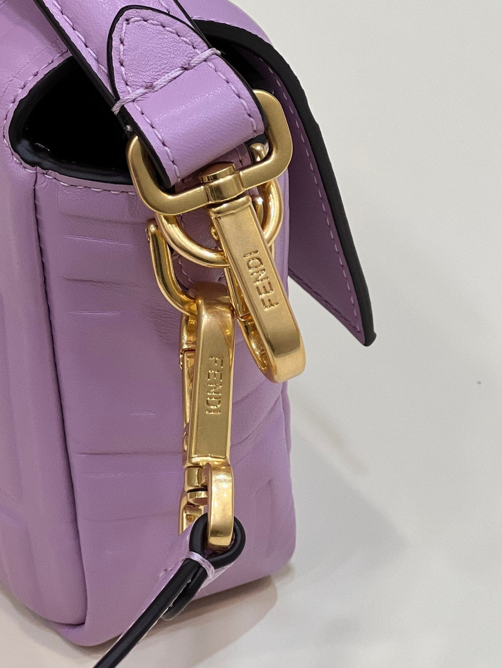 FENDI Baguette 27cm Violet Lambskin Gold Hardware
