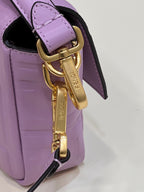 FENDI BAGUETTE WITH FF MOTIF 27 IN MAUVE PURPLE SOFT LAMBSKIN GOLD HARDWARE