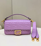 FENDI Baguette 27cm Violet Lambskin Gold Hardware