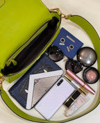 FENDI Baguette 27cm Fluorescent green Lambskin Gold Hardware