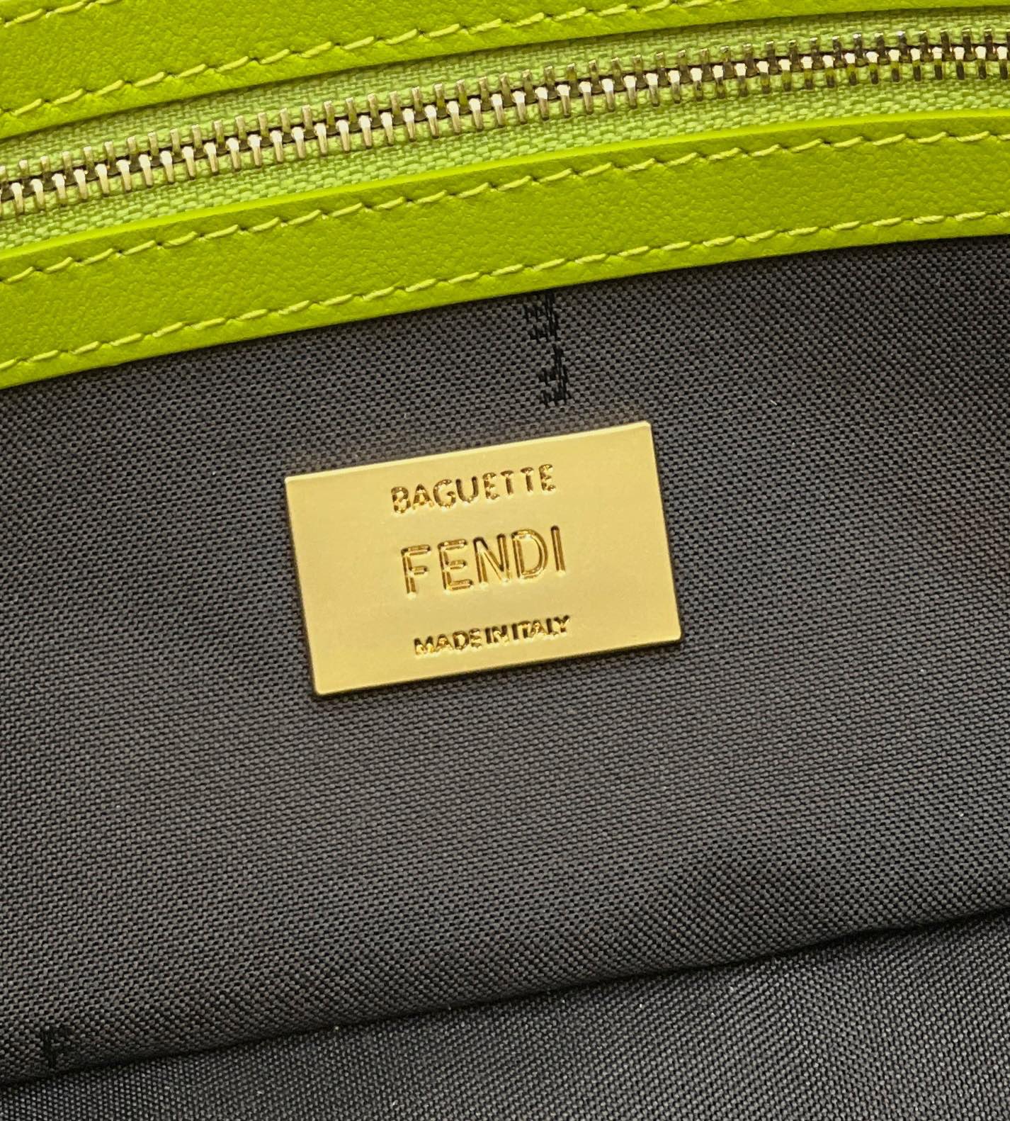 FENDI BAGUETTE WITH FF MOTIF 27 IN LIMERICK SOFT LAMBSKIN GOLD HARDWARE