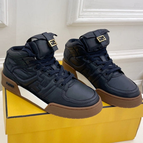 FENDI FENDI LOGO SOCK SNEAKER BOOTS IN BLACK LAMBSKIN