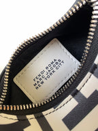 FENDI FENDIGRAPHY MINI 16 IN WHITE MIX BLACK SMOOTH CALFSKIN SILVER HARDWARE