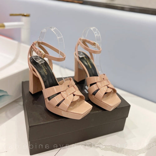 Saint Laurent SL TRIBUTE FLATFORM SANDALS DUSTY ROSE CALFSKIN