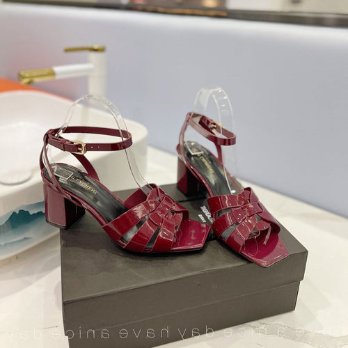 Saint Laurent SL TRIBUTE SANDAL GLOSSY BERRY CALFSKIN