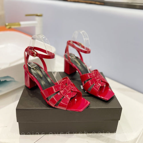 Saint Laurent SL TRIBUTE SANDAL GLOSSY RED CALFSKIN
