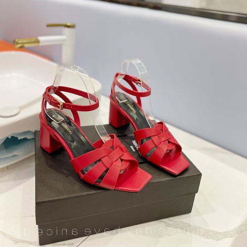 Saint Laurent SL TRIBUTE SANDAL RED CALFSKIN