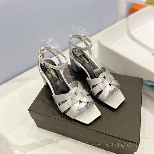 Saint Laurent SL TRIBUTE SANDAL SILVER CALFSKIN
