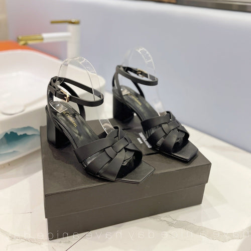 Saint Laurent SL TRIBUTE SANDAL BLACK CALFSKIN