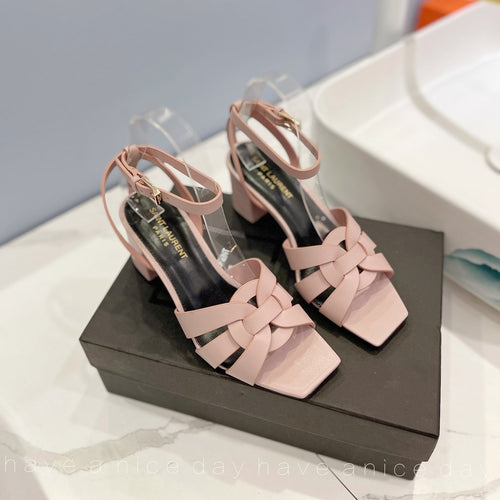 Saint Laurent SL TRIBUTE SANDAL PASTEL PINK CALFSKIN