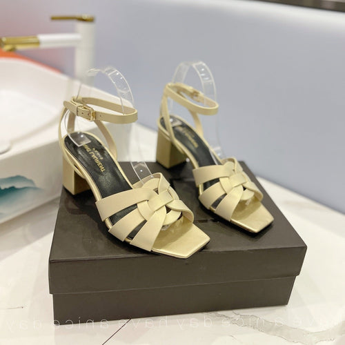 Saint Laurent SL TRIBUTE SANDAL PASTEL YELLOW CALFSKIN
