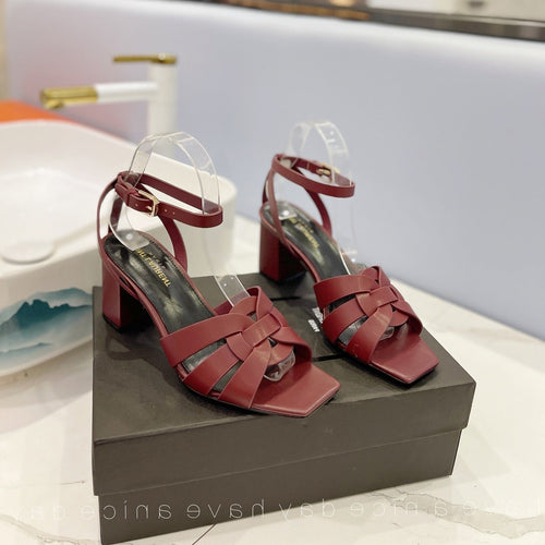 Saint Laurent SL TRIBUTE SANDAL BERRY CALFSKIN