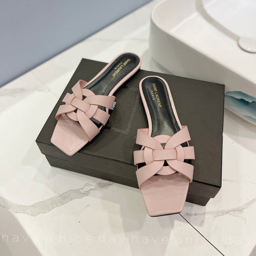 Saint Laurent SL TRIBUTE SLIPPERS PINK NUDE CALFSKIN