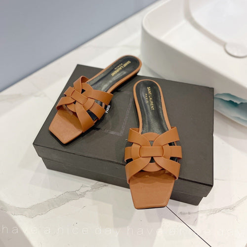 Saint Laurent SL TRIBUTE SLIPPERS COPPER CALFSKIN