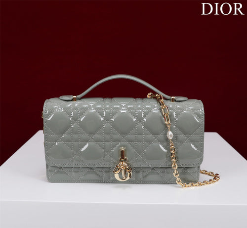 DIOR my mini 21 rock gray petent calfskin