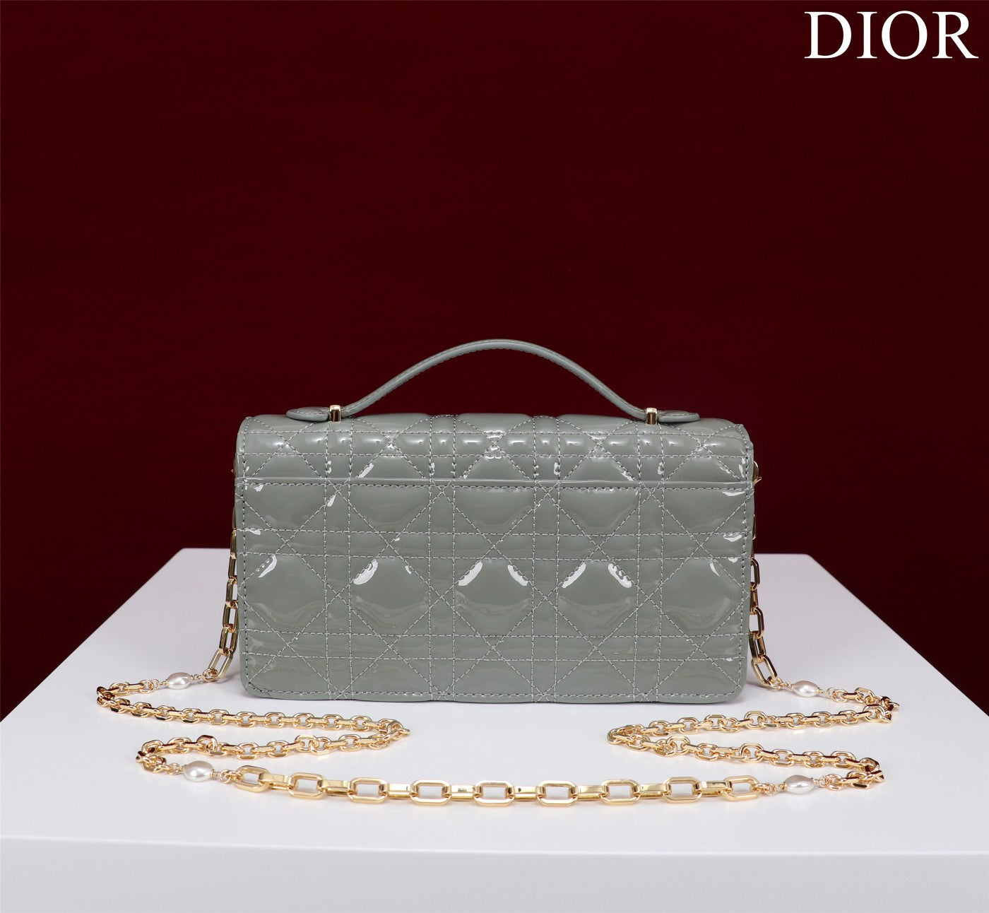 DIOR my mini 21 rock gray petent calfskin