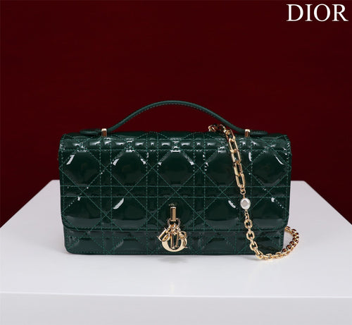 DIOR my mini 21 dark green patent calfskin