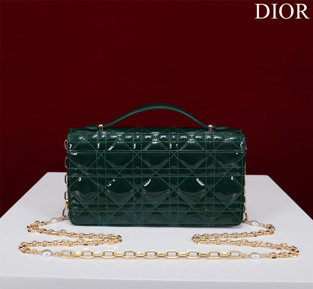 DIOR my mini 21 dark green patent calfskin