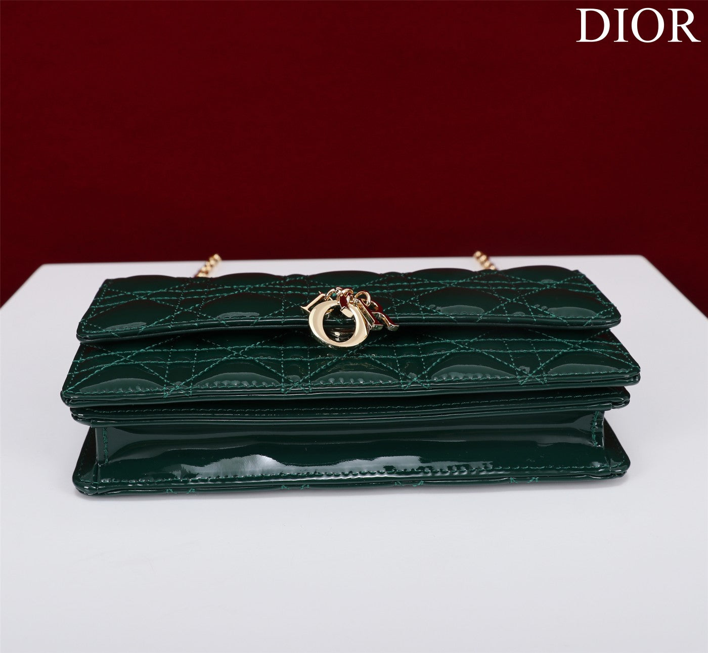 DIOR my mini 21 dark green patent calfskin