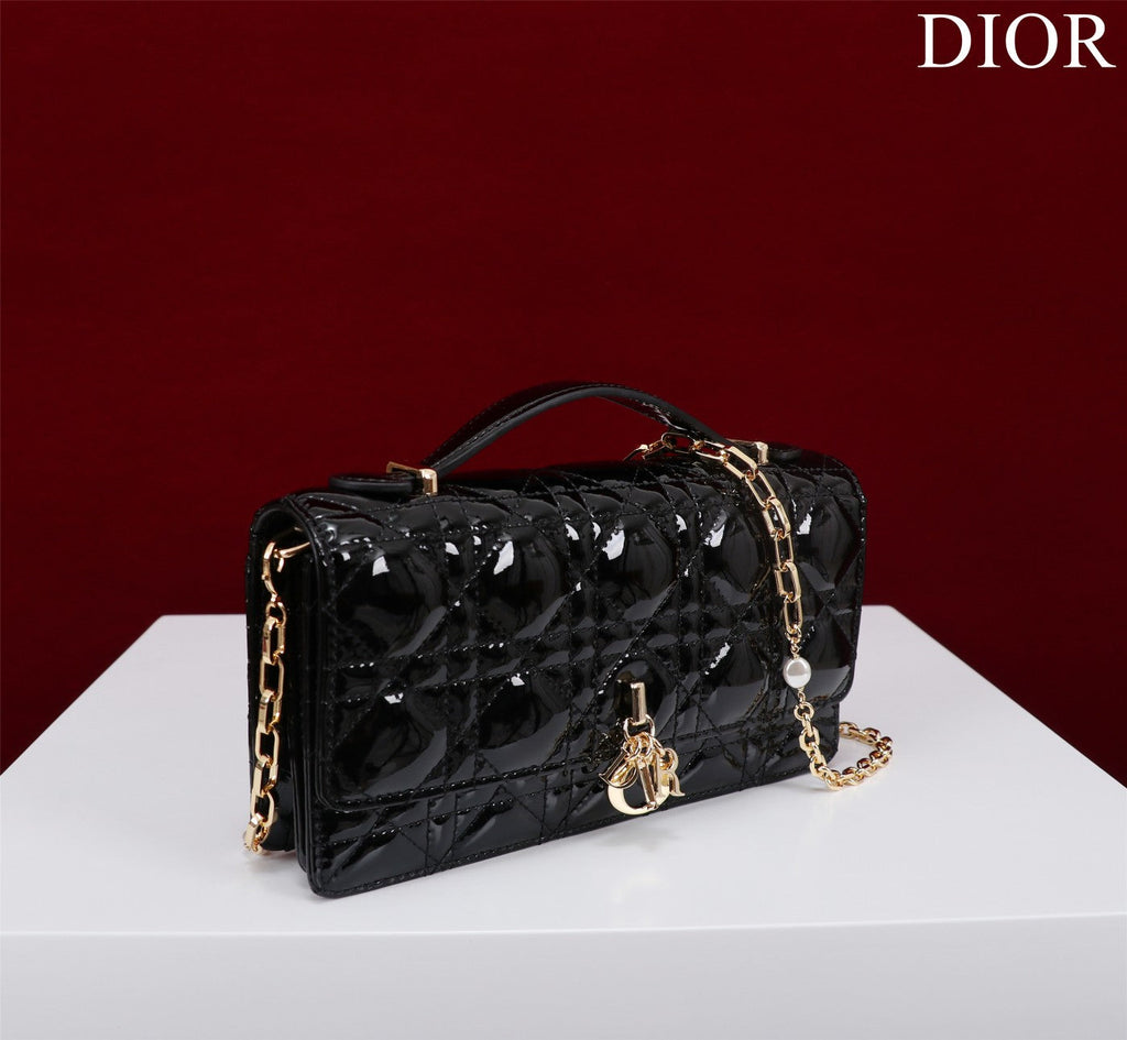 DIOR my mini 21 black patent calfskin