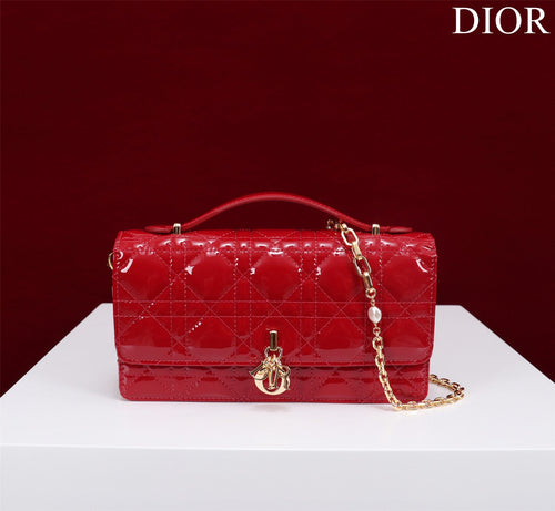 DIOR my mini 21 red patent calfskin