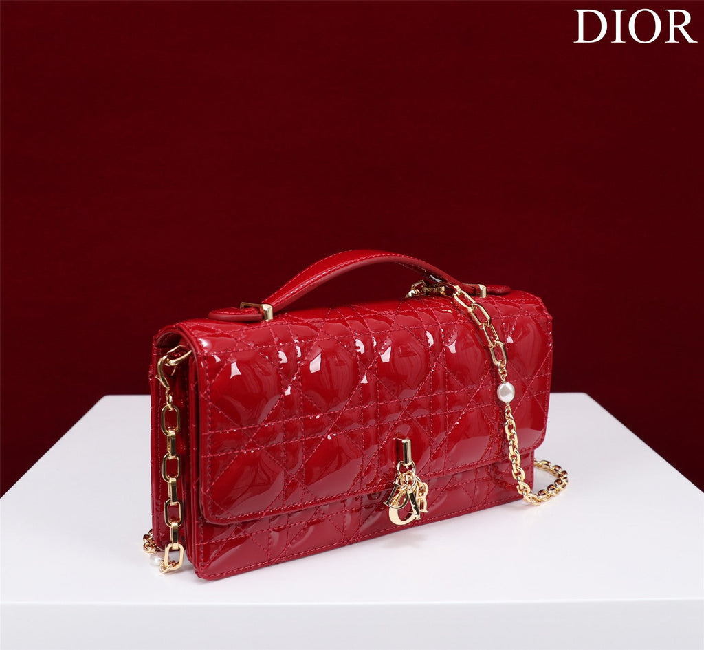 DIOR my mini 21 red patent calfskin