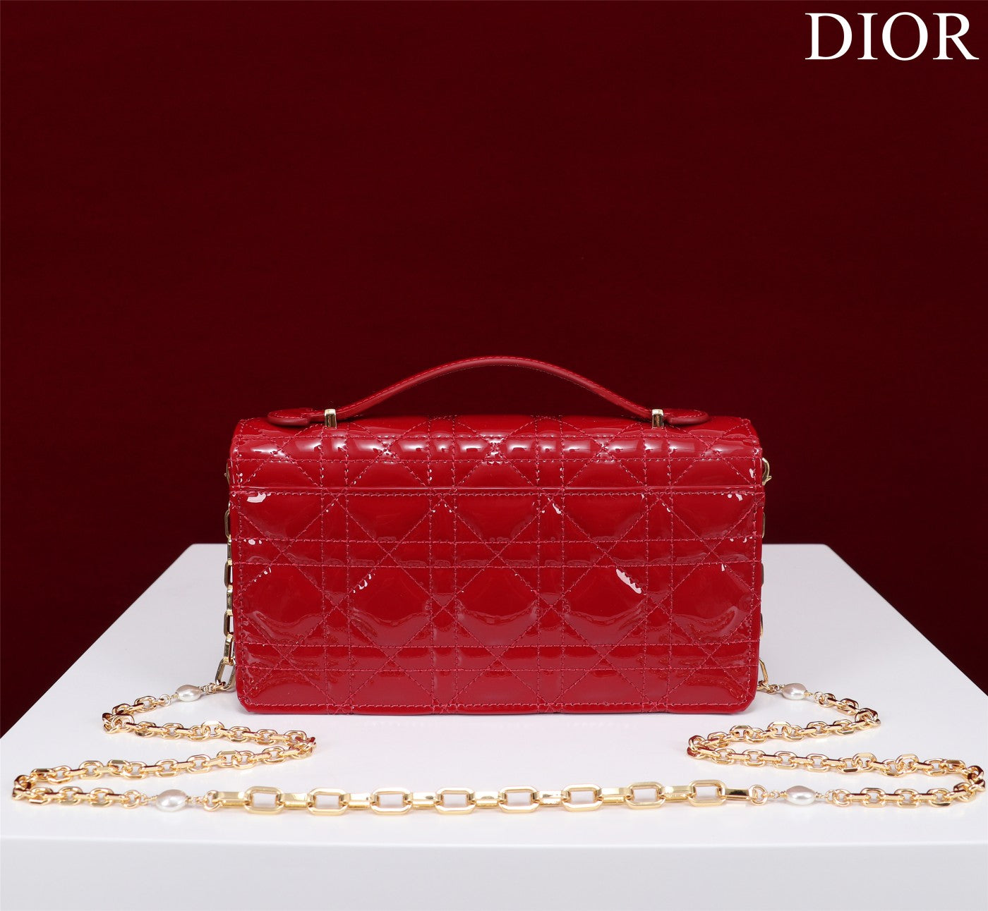 DIOR my mini 21 red patent calfskin