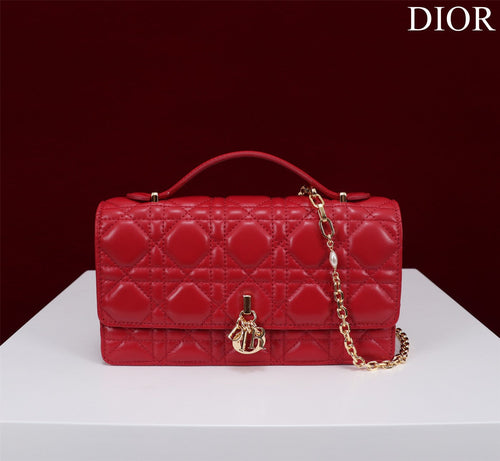 DIOR my mini 21 red lambskin