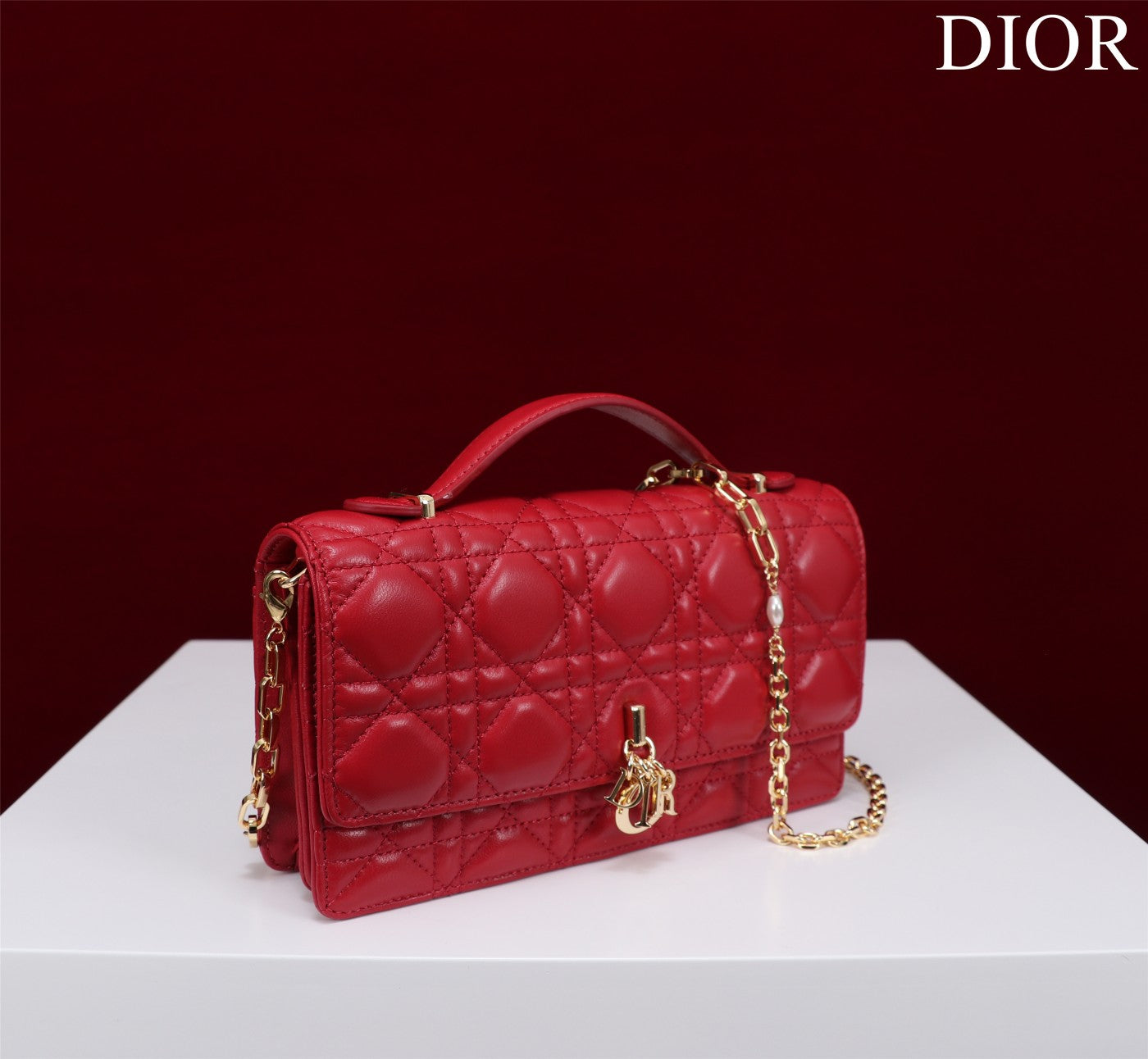 DIOR my mini 21 red lambskin