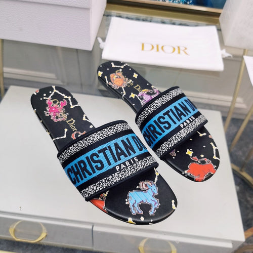 DIOR Mule Dway Slide 10mm Multi-motifs Style 77