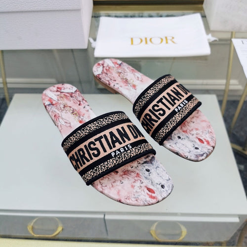 DIOR Mule Dway Slide 10mm Multi-motifs Style 73