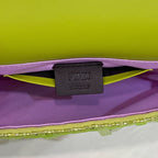 FENDI BAGUETTE MINI 19 IN LIMERICK GREEN SEQUINS GOLD HARDWARE