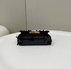 FENDI BAGUETTE MINI 19 IN BLACK SEQUINS GOLD HARDWARE