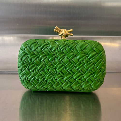 Bottega Veneta KNOT 19 IN EMERALD GREEN LAMBSKIN