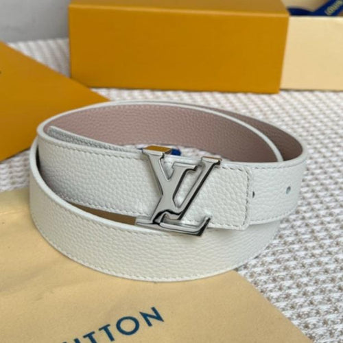 Louis Vuitton 30 MM BELTS IN WHITE AND PINK PASTEL CALFSKIN SILVER HARDWARE