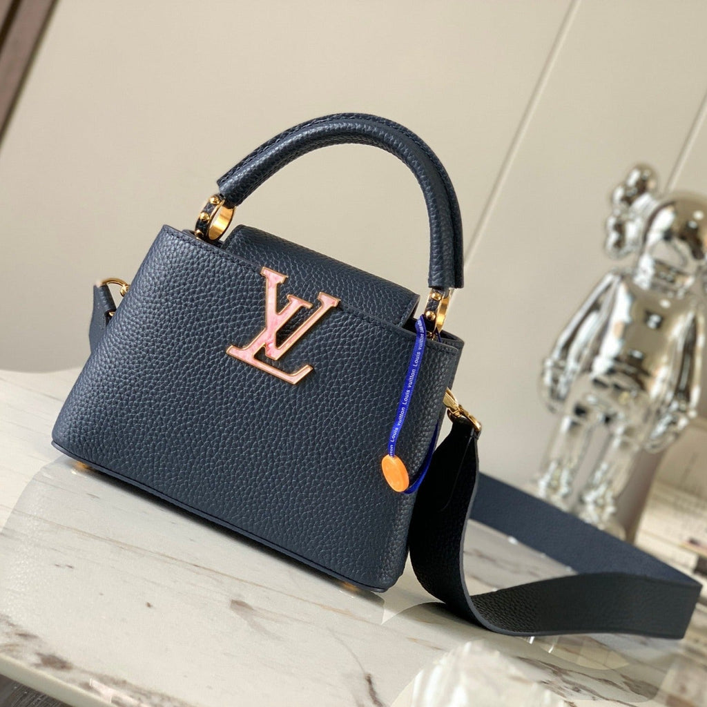 Louis Vuitton capucines mini 21 midnight blue taurillon leather gold hardware