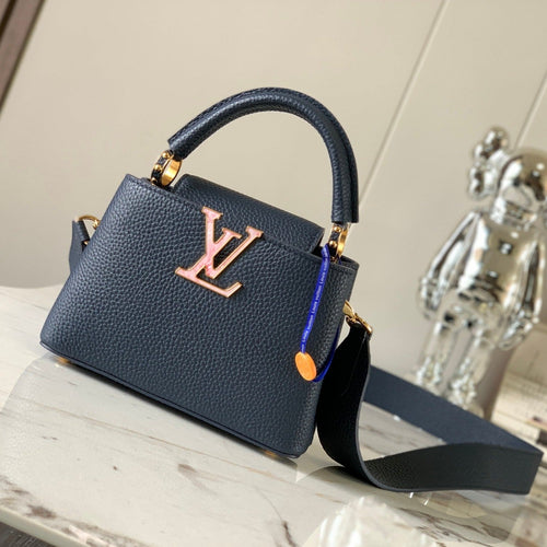 Louis Vuitton capucines mini 21 midnight blue taurillon leather gold hardware
