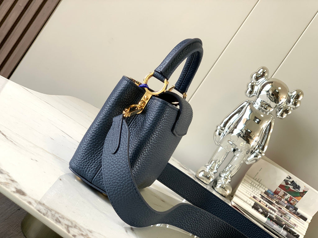 Louis Vuitton capucines mini 21 midnight blue taurillon leather gold hardware
