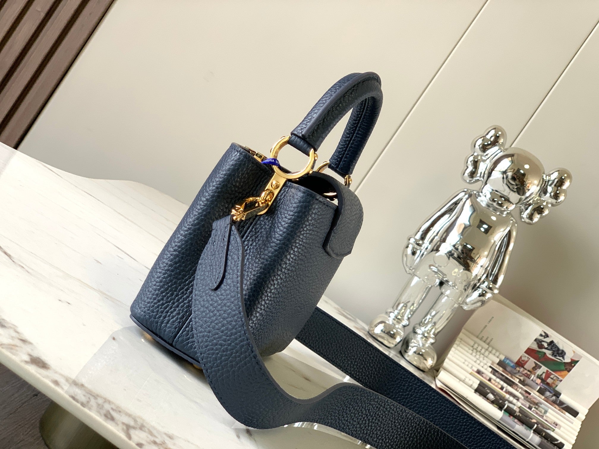 Louis Vuitton capucines mini 21 midnight blue taurillon leather gold hardware