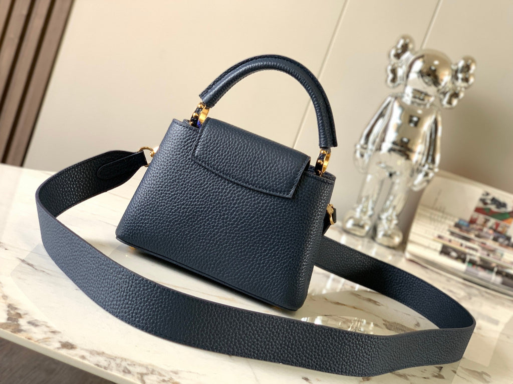 Louis Vuitton capucines mini 21 midnight blue taurillon leather gold hardware