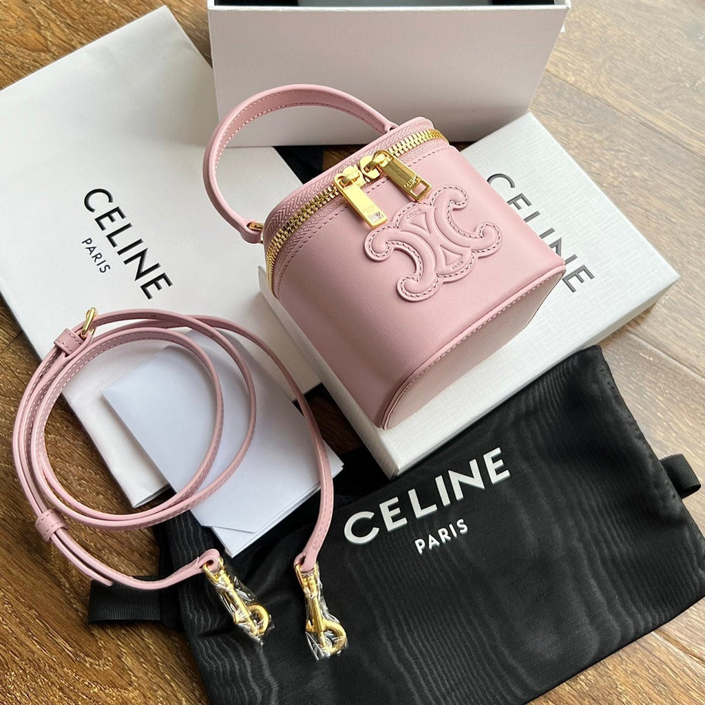 Celine COSMETIC CASE 9 SMOOTH CALFSKIN PINK PASTEL BAG