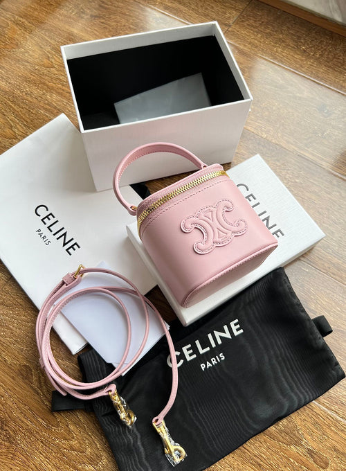 Celine COSMETIC CASE 9 SMOOTH CALFSKIN PINK PASTEL BAG