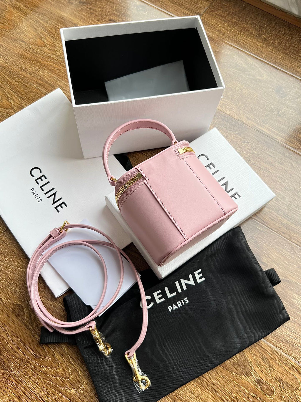 Celine COSMETIC CASE 9 SMOOTH CALFSKIN PINK PASTEL BAG
