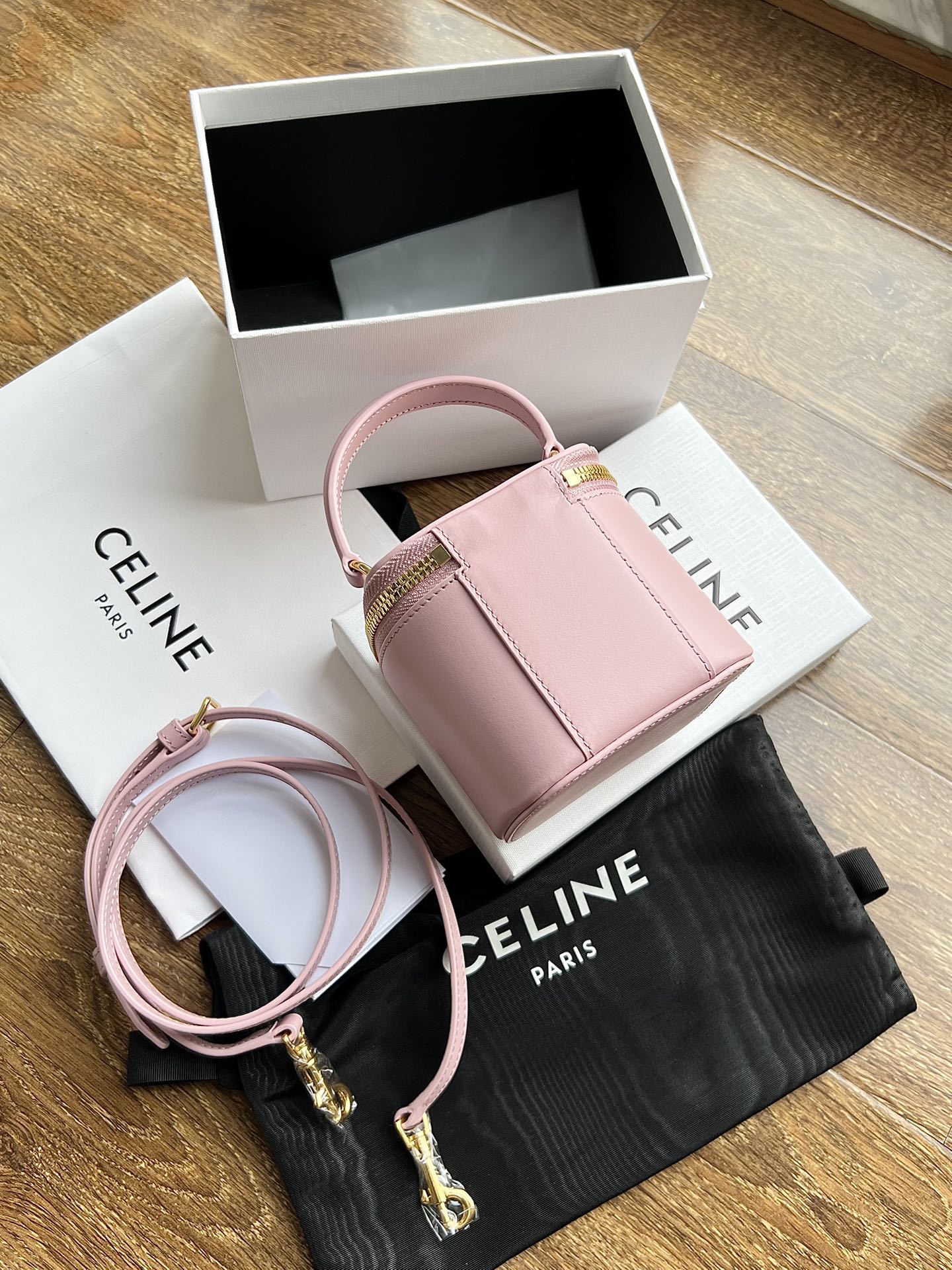 Celine COSMETIC CASE 9 SMOOTH CALFSKIN PINK PASTEL BAG